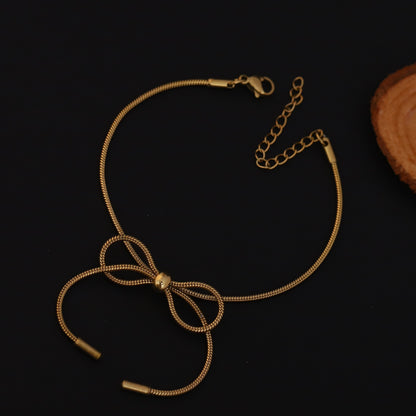 Bow Chain Bracelet Gold Plated – Single Layer, Anti-Tarnish, Waterproof (GOLD)