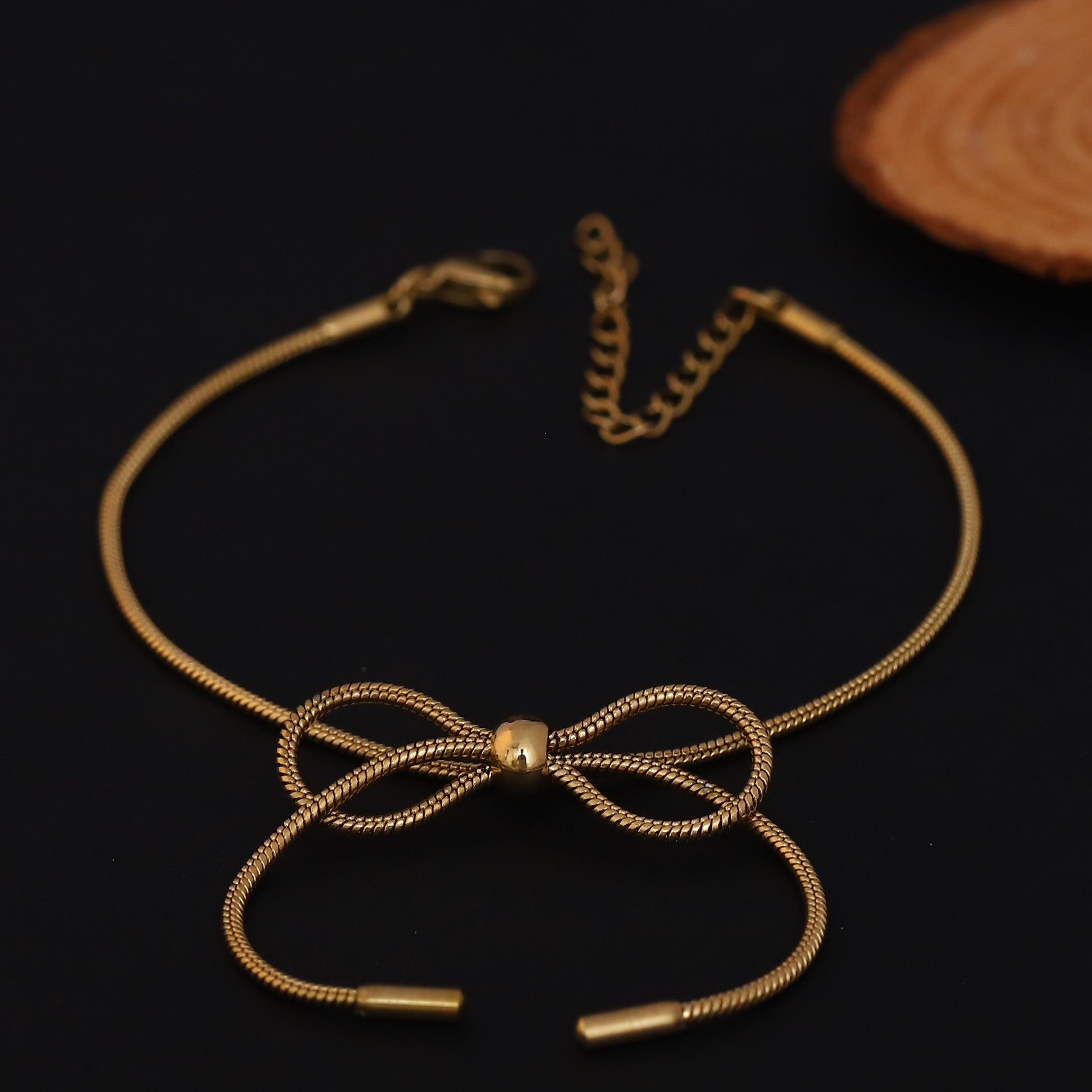 Bow Chain Bracelet Gold Plated – Single Layer, Anti-Tarnish, Waterproof (GOLD)