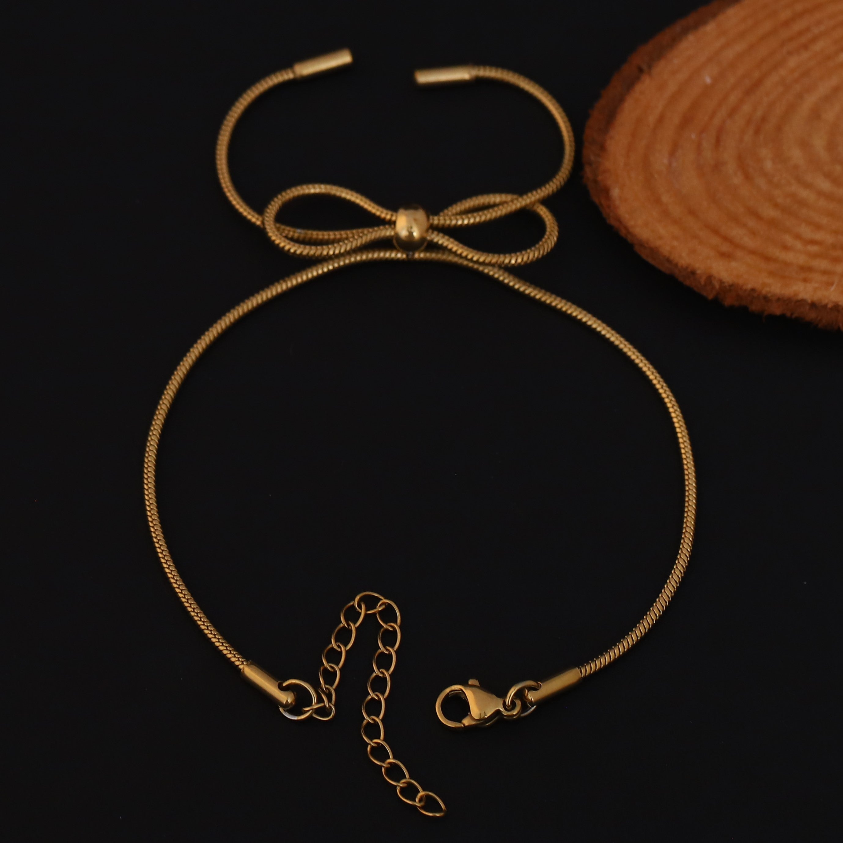Bow Chain Bracelet Gold Plated – Single Layer, Anti-Tarnish, Waterproof (GOLD)