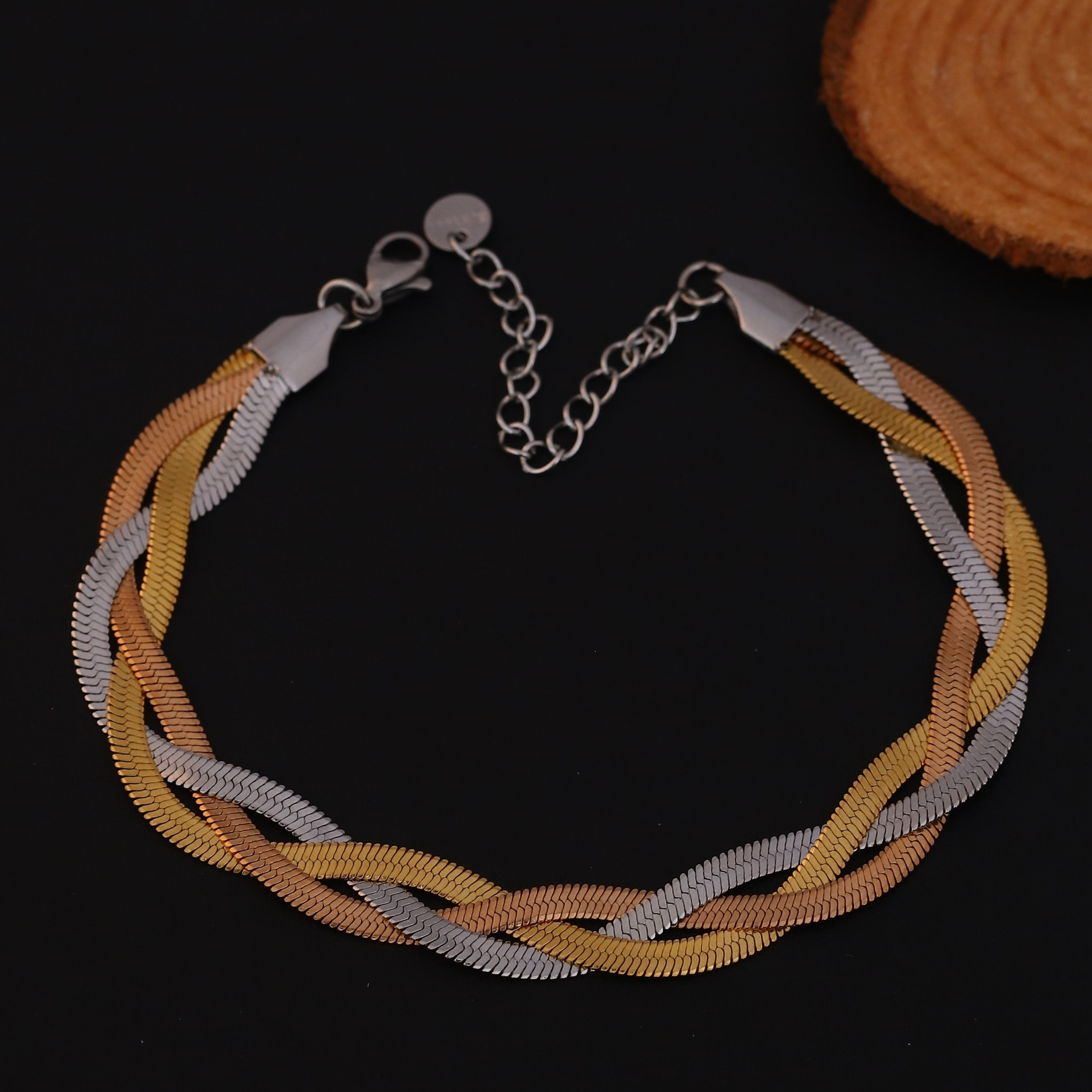 Snack Chain Bracelet Gold Plated – Double Layer, Anti-Tarnish, Waterproof, Minimalist Style (GOLD)