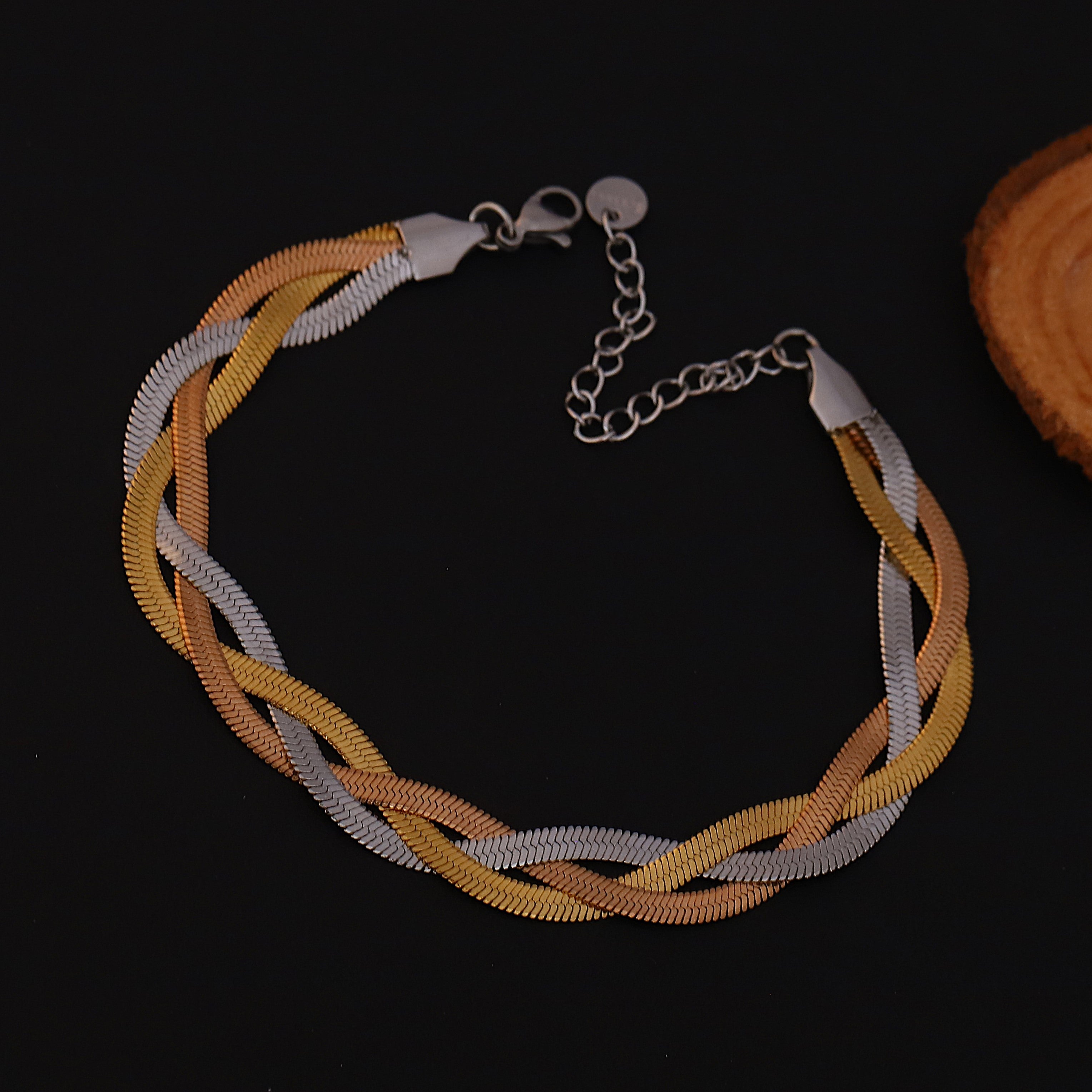 Snack Chain Bracelet Gold Plated – Double Layer, Anti-Tarnish, Waterproof, Minimalist Style (GOLD)
