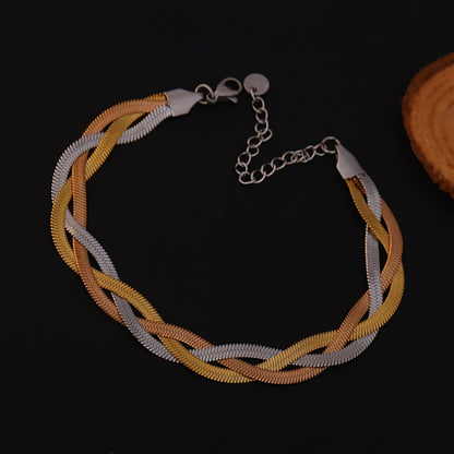 Snack Chain Bracelet Gold Plated – Double Layer, Anti-Tarnish, Waterproof, Minimalist Style (GOLD)