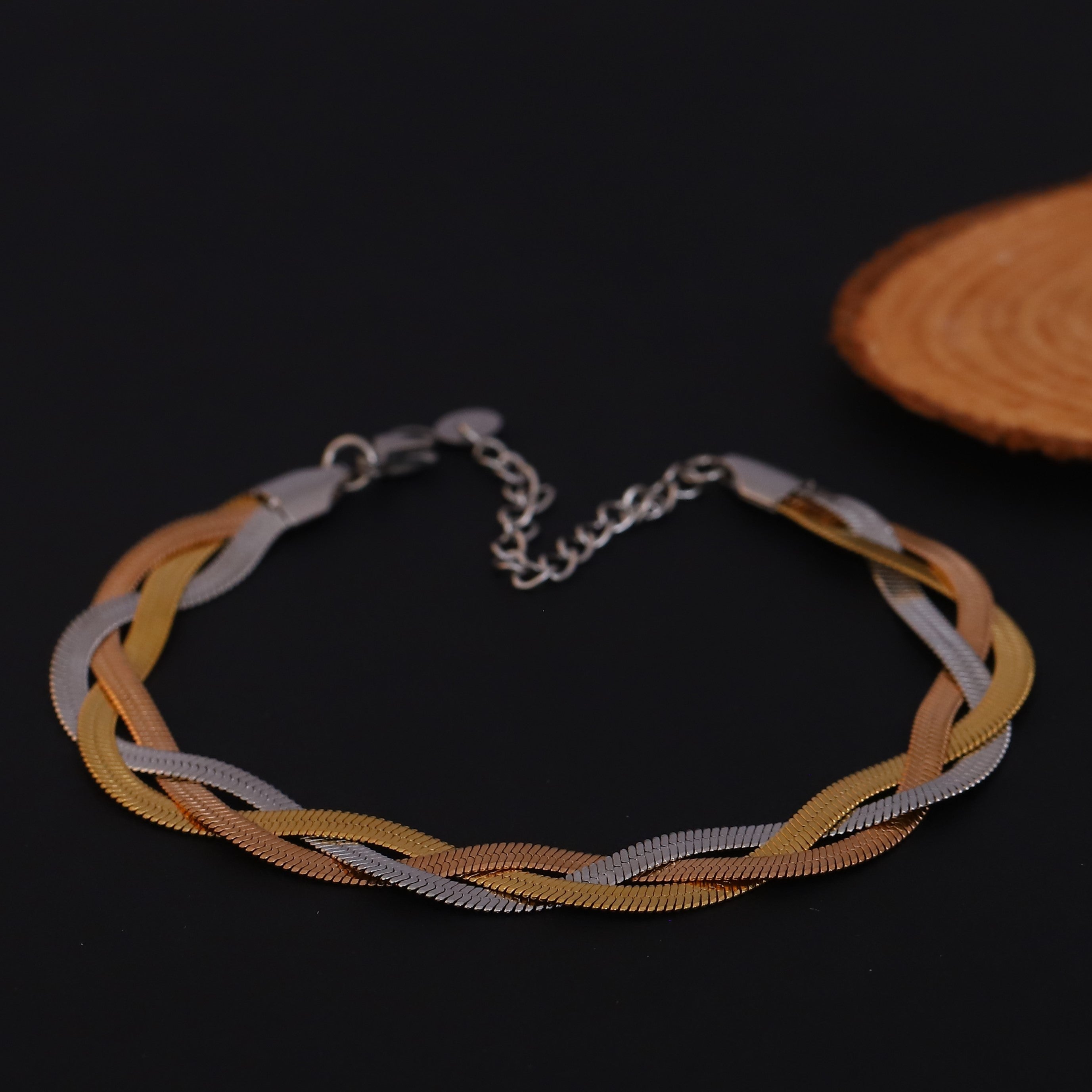 Snack Chain Bracelet Gold Plated – Double Layer, Anti-Tarnish, Waterproof, Minimalist Style (GOLD)
