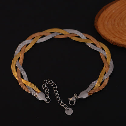 Snack Chain Bracelet Gold Plated – Double Layer, Anti-Tarnish, Waterproof, Minimalist Style (GOLD)