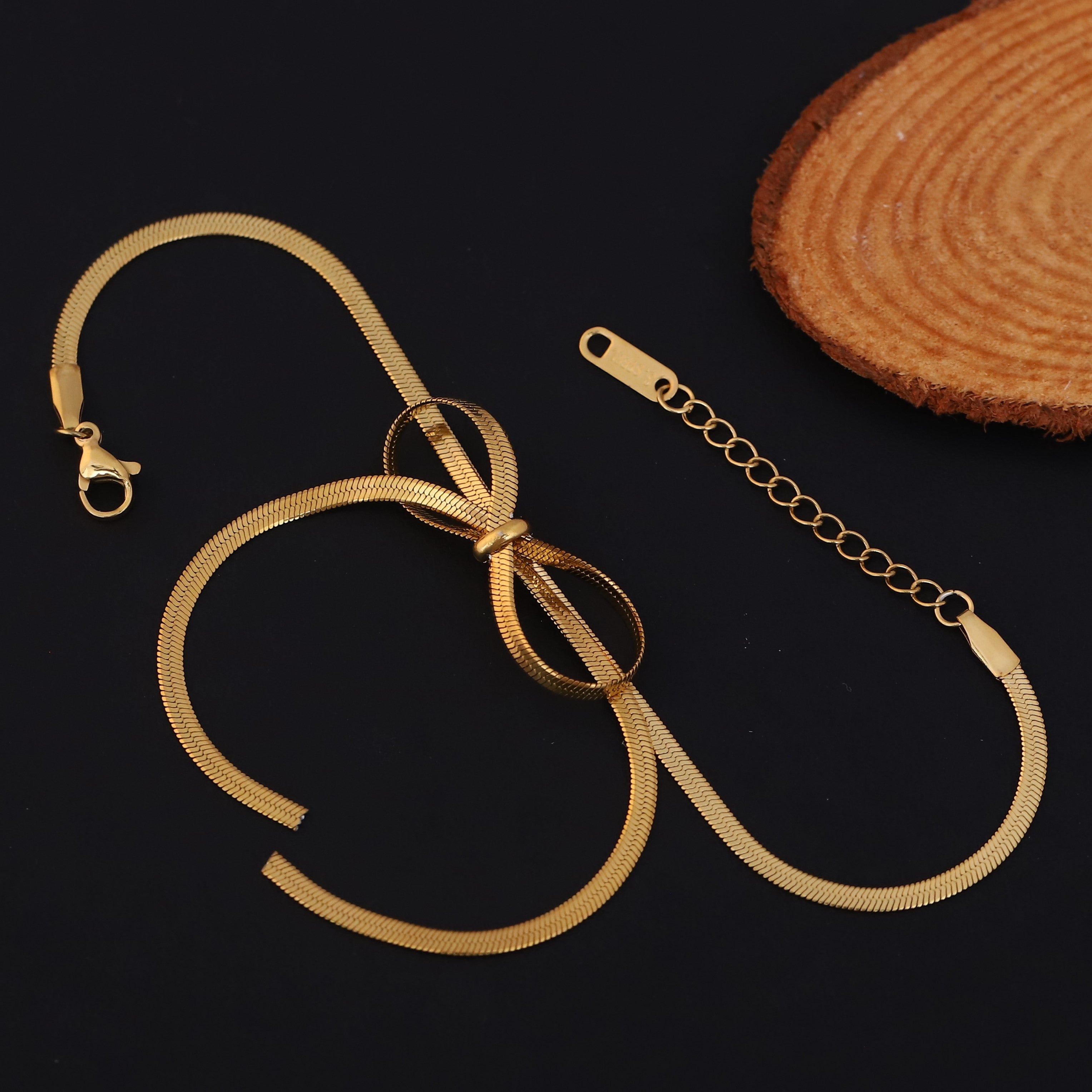 Bow Chain Bracelet Gold Plated – Single Layer, Anti-Tarnish, Waterproof (GOLD)