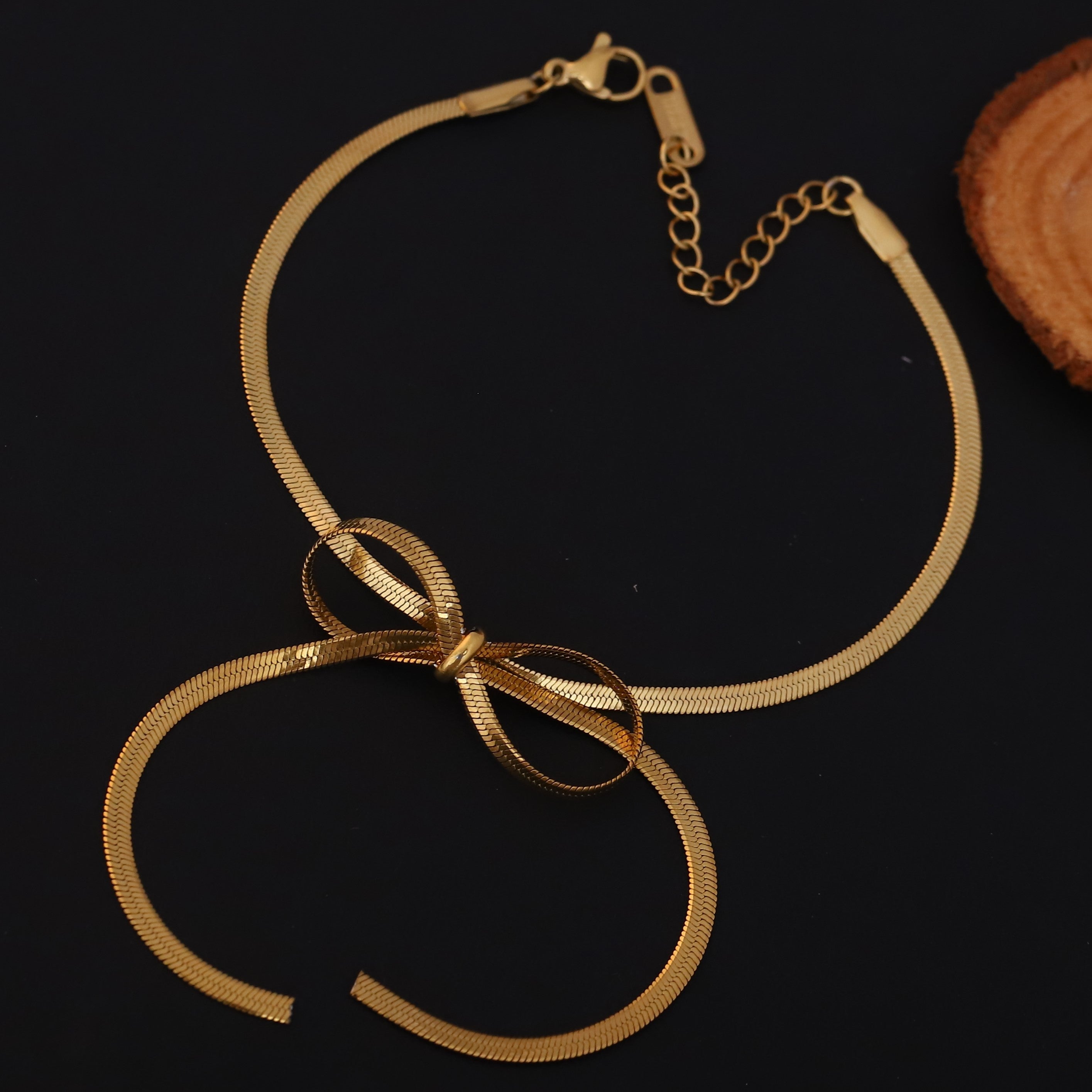 Bow Chain Bracelet Gold Plated – Single Layer, Anti-Tarnish, Waterproof (GOLD)