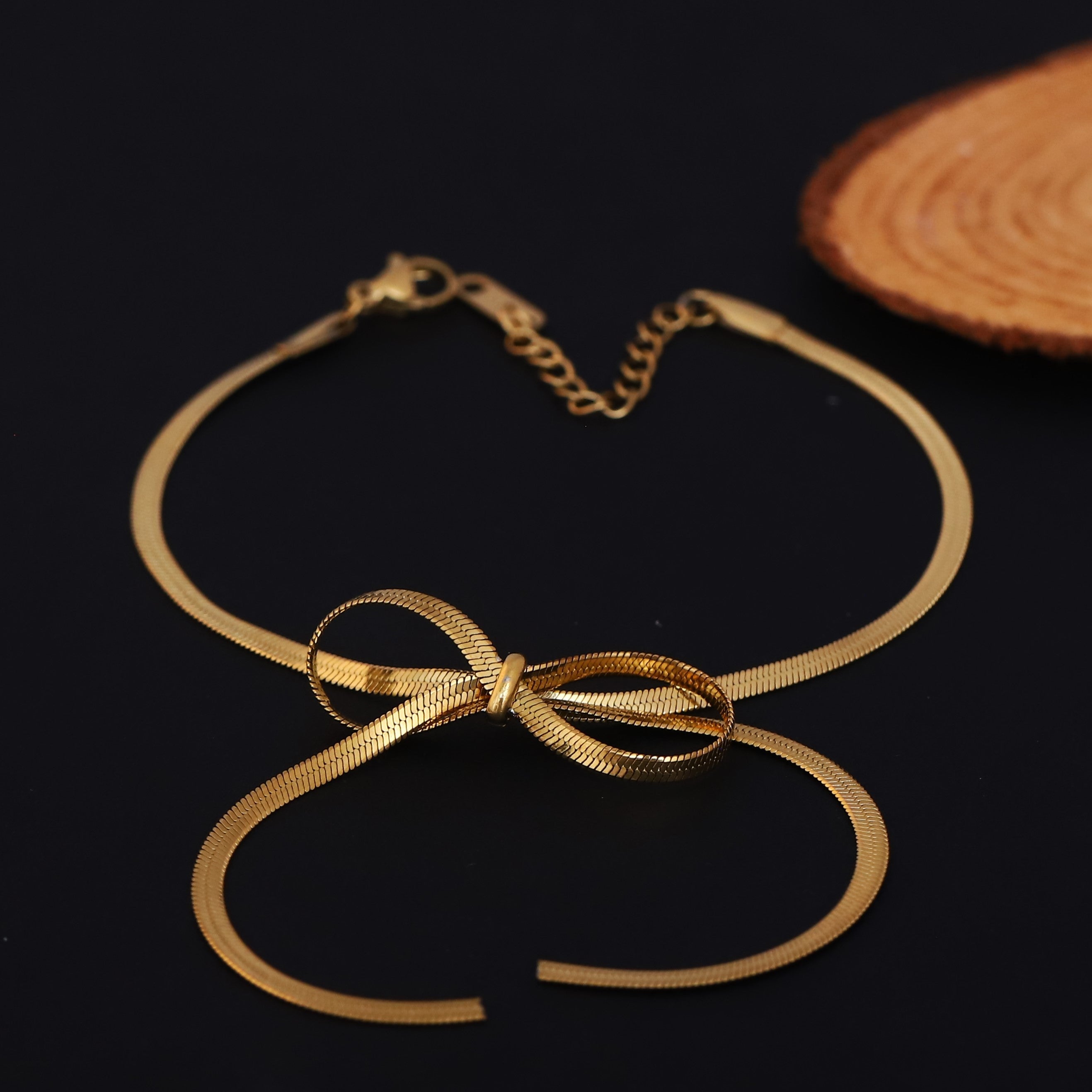 Bow Chain Bracelet Gold Plated – Single Layer, Anti-Tarnish, Waterproof (GOLD)