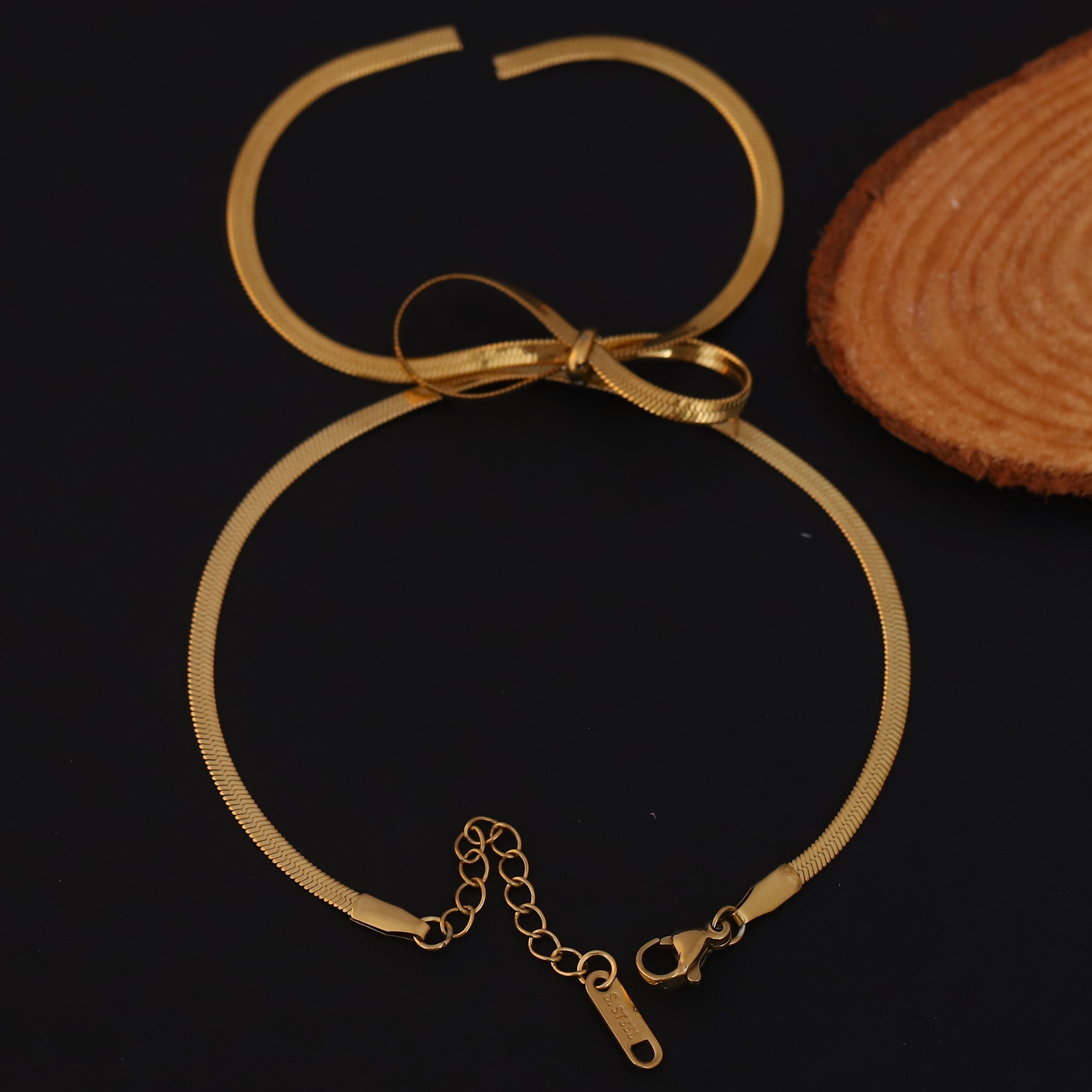 Bow Chain Bracelet Gold Plated – Single Layer, Anti-Tarnish, Waterproof (GOLD)