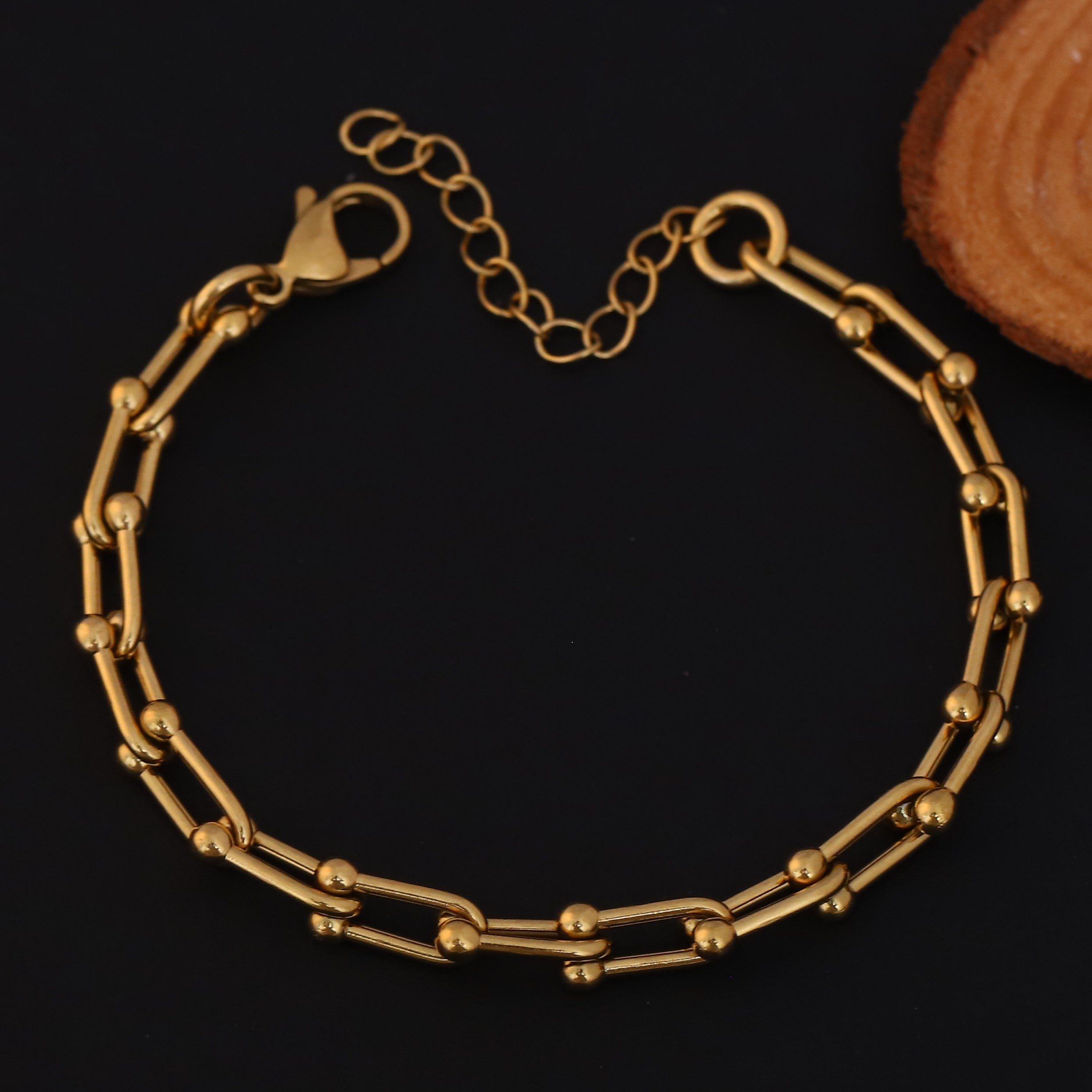 Link Chain Bracelet Gold Plated – Single Layer, Anti-Tarnish, Waterproof, Minimalist Style (GOLD)