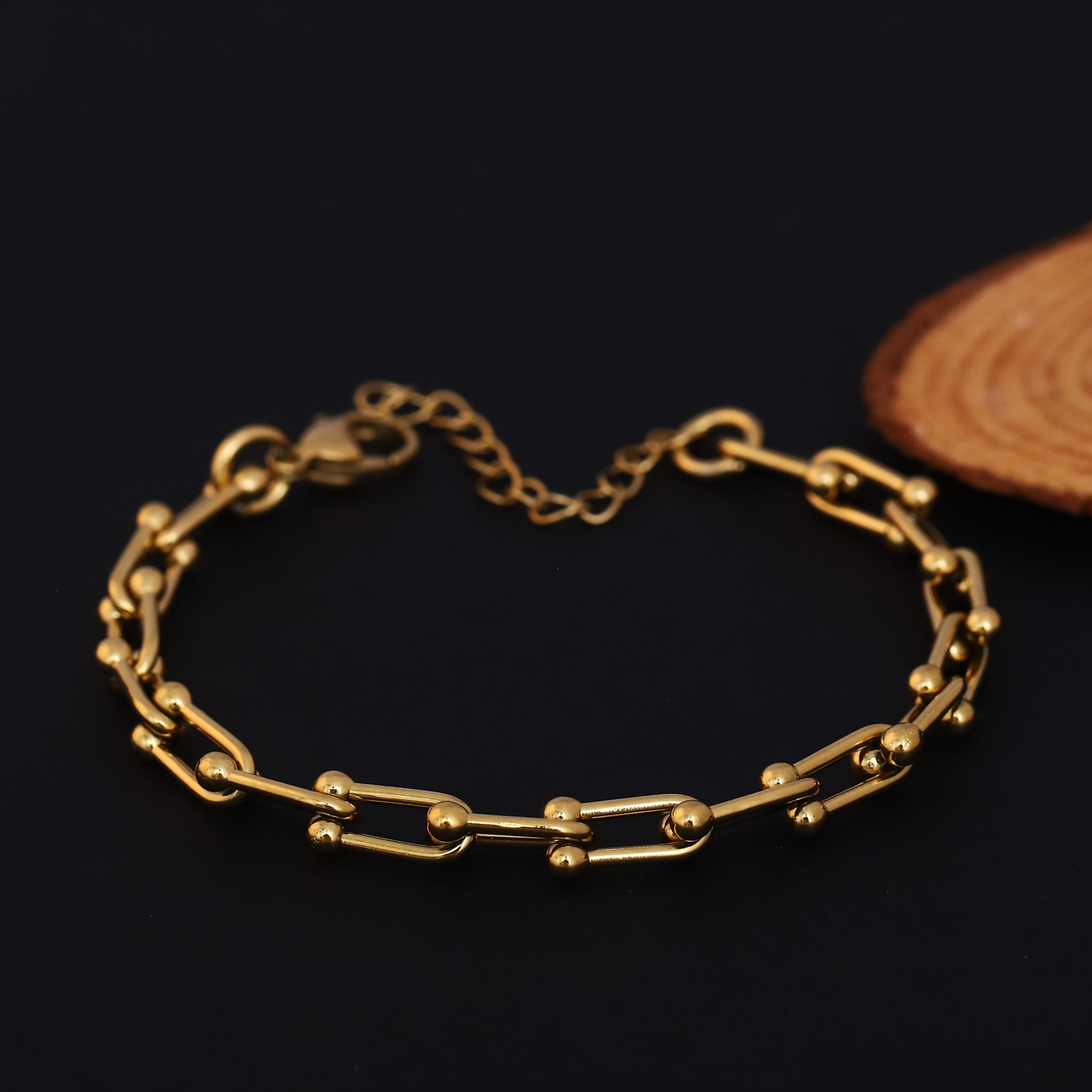Link Chain Bracelet Gold Plated – Single Layer, Anti-Tarnish, Waterproof, Minimalist Style (GOLD)