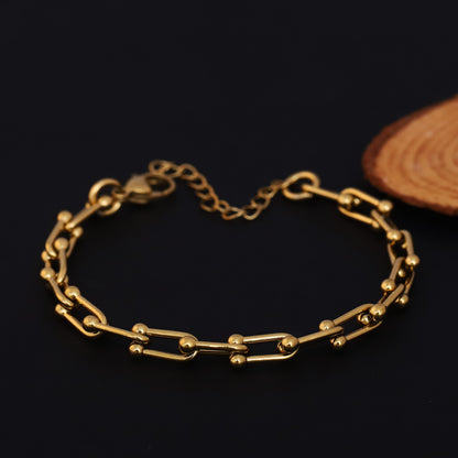 Link Chain Bracelet Gold Plated – Single Layer, Anti-Tarnish, Waterproof, Minimalist Style (GOLD)