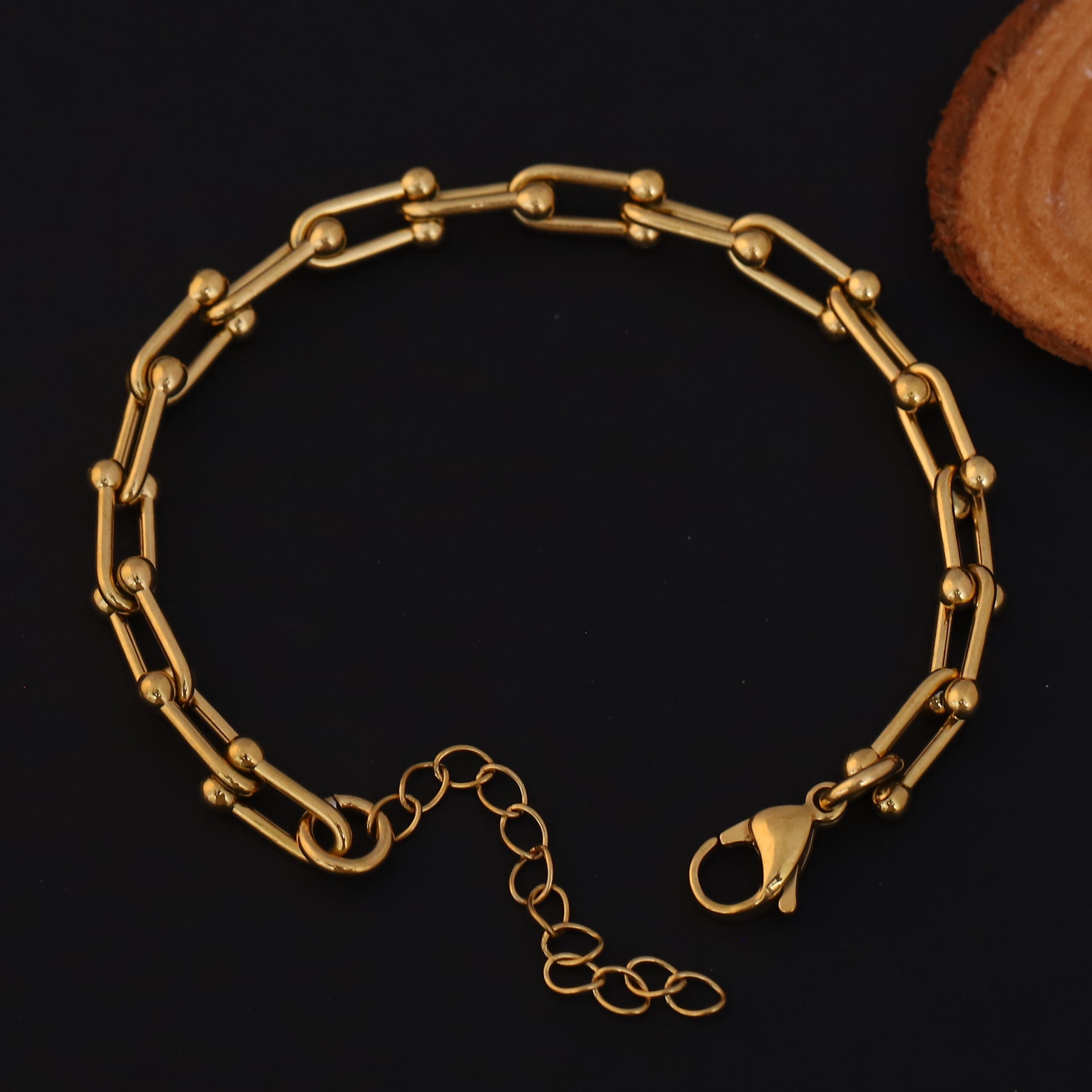 Link Chain Bracelet Gold Plated – Single Layer, Anti-Tarnish, Waterproof, Minimalist Style (GOLD)
