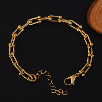 Link Chain Bracelet Gold Plated – Single Layer, Anti-Tarnish, Waterproof, Minimalist Style (GOLD)