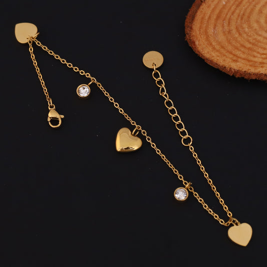 Heart Chain Bracelet Gold Plated – Single Layer, Anti-Tarnish, Waterproof, Minimalist Style (GOLD)