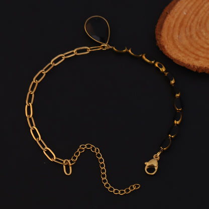 Drop Charms Chain Bracelet Gold Plated – Single Layer, Anti-Tarnish, Waterproof (GOLD)