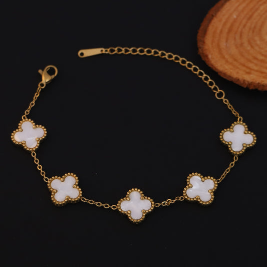 Flower Charm Multicolor Chain Bracelet Gold Plated – Single Layer, Anti-Tarnish, Waterproof, Minimalist Style (GOLD) (Copy)