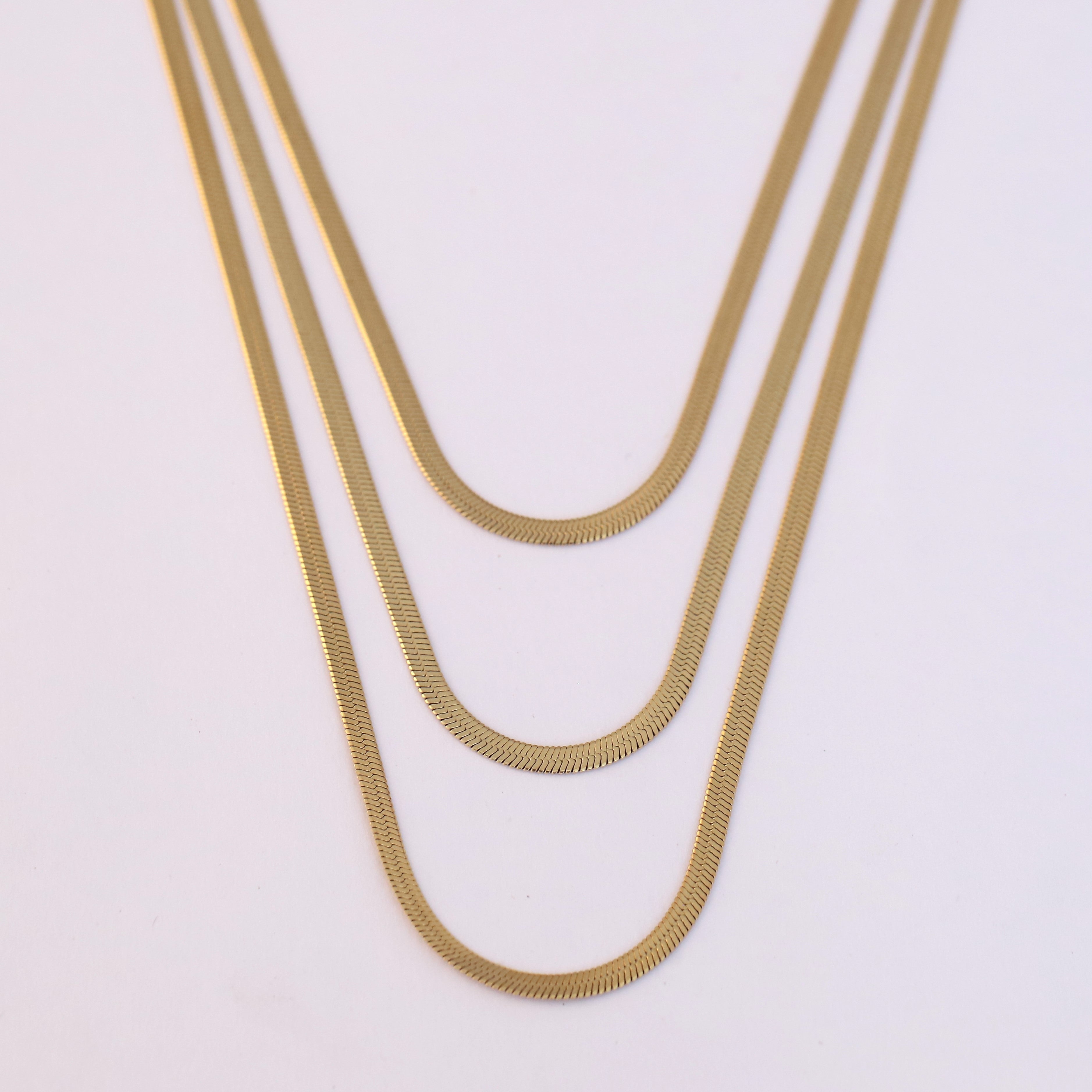 Snack Chain 3 Layer Gold Plated – 3 Layer, Anti-Tarnish, Waterproof, Minimalist Style (GOLD)