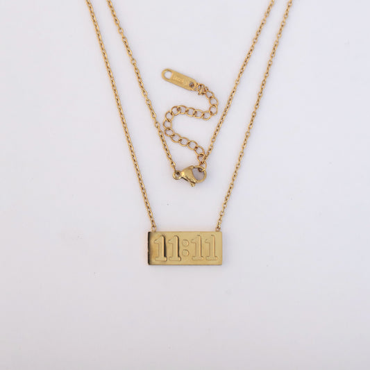 11:11 Necklace Chain Gold Plated – Single Layer, Anti-Tarnish, Waterproof, Minimalist Style (GOLD)