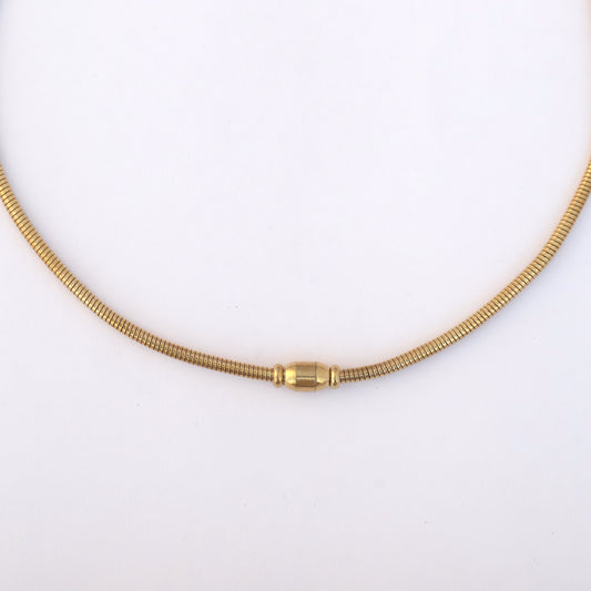 Flower Charm Round Necklace Gold Plated – Single Layer, Anti-Tarnish, Waterproof, Minimalist Style (GOLD)