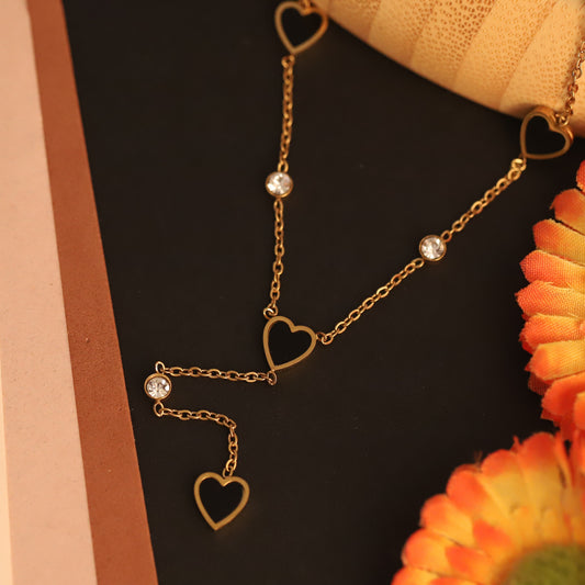 Heart Charm Chain Gold Plated – Single Layer, Anti-Tarnish, Waterproof, Minimalist Style (GOLD)
