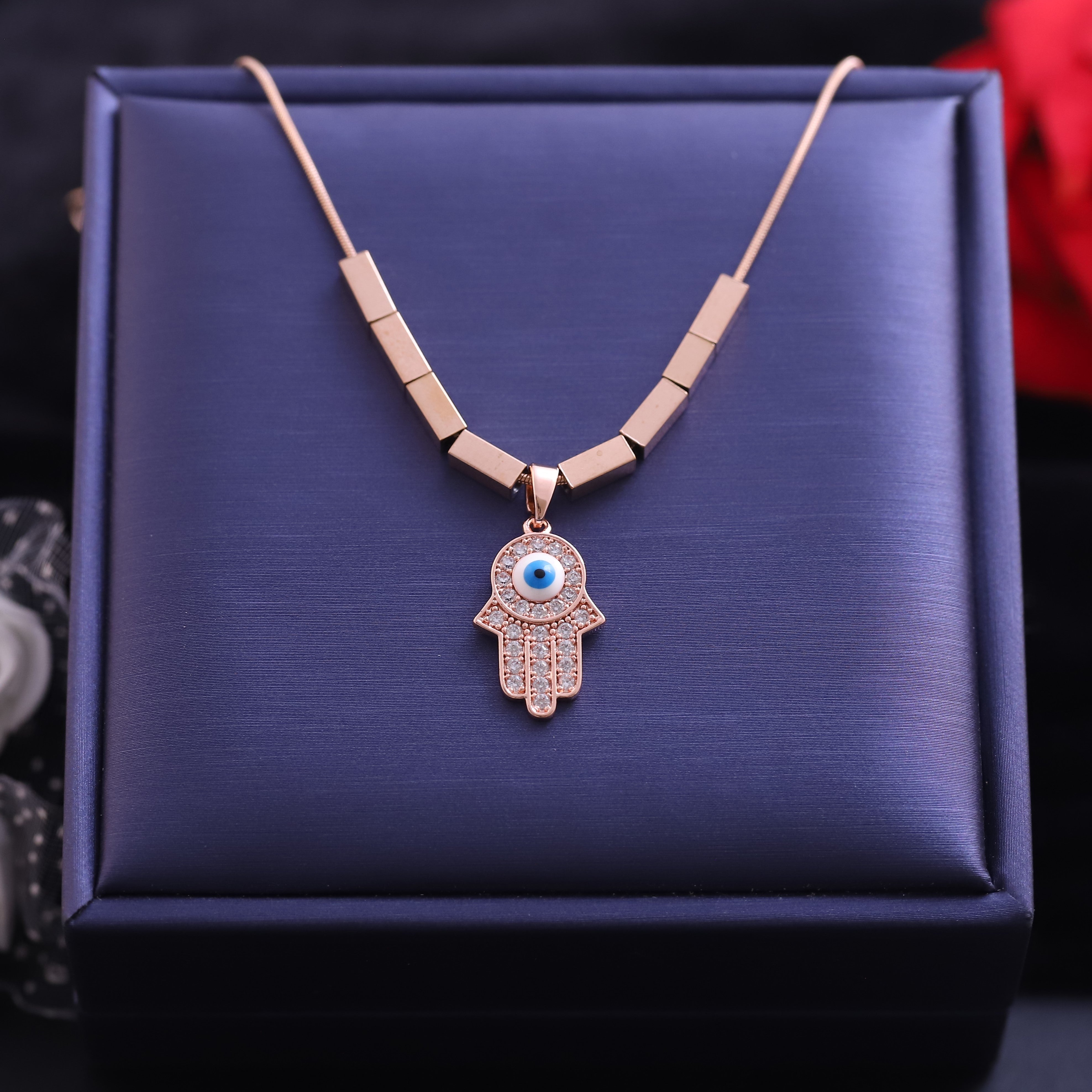 Hamza Evil Eye Charm Gold Plated – Single Layer, Anti-Tarnish, Waterproof, Minimalist Style (GOLD)