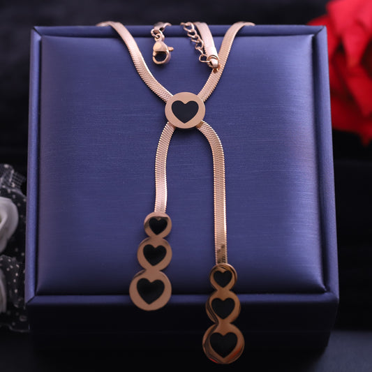 Heart Black Snake Chain Gold Plated – Single Layer, Anti-Tarnish, Waterproof, Minimalist Style (GOLD)