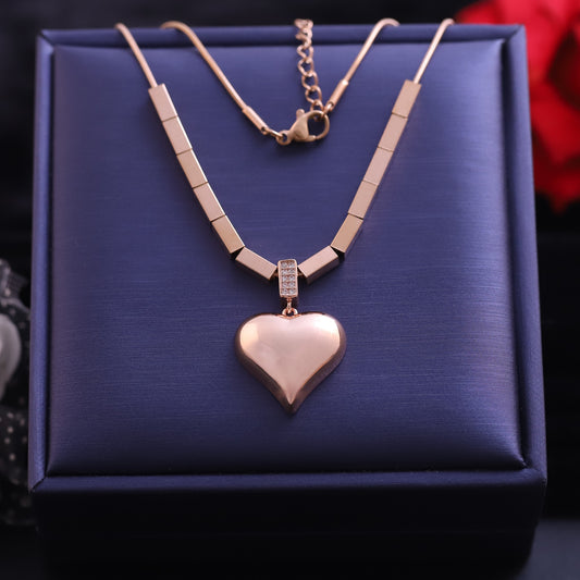 Heart Charm Chain Gold Plated – Single Layer, Anti-Tarnish, Waterproof, Minimalist Style (GOLD)