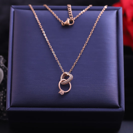 Heart Ring Butterfly Charm Chain Gold Plated – Single Layer, Anti-Tarnish, Waterproof, Minimalist Style (GOLD)