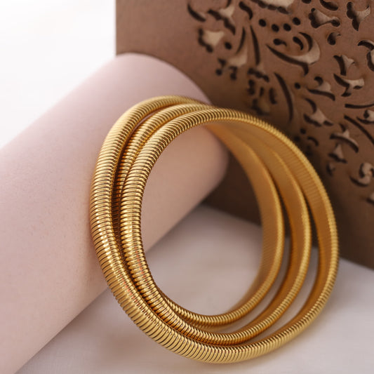 Triple-Layer Gold-plated Bracelet – Tarnish-Free, Adjustable Fit (GOLD)