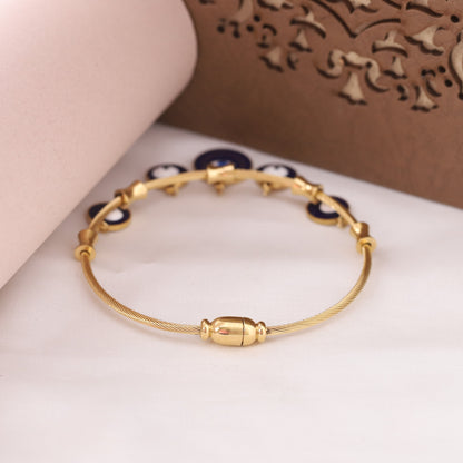 Evil Eye Gold-Plated Charm Bracelet for Women – Waterproof, Hypoallergenic, Adjustable (GOLD)