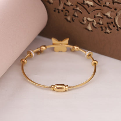 Butterfly Gold-Plated Charm Bracelet for Women – Waterproof, Hypoallergenic, Magnetic Lock (GOLD)