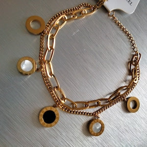 Charm Chain Bracelet Gold Plated – Double Layer, Anti-Tarnish, Waterproof, Minimalist Style (GOLD)